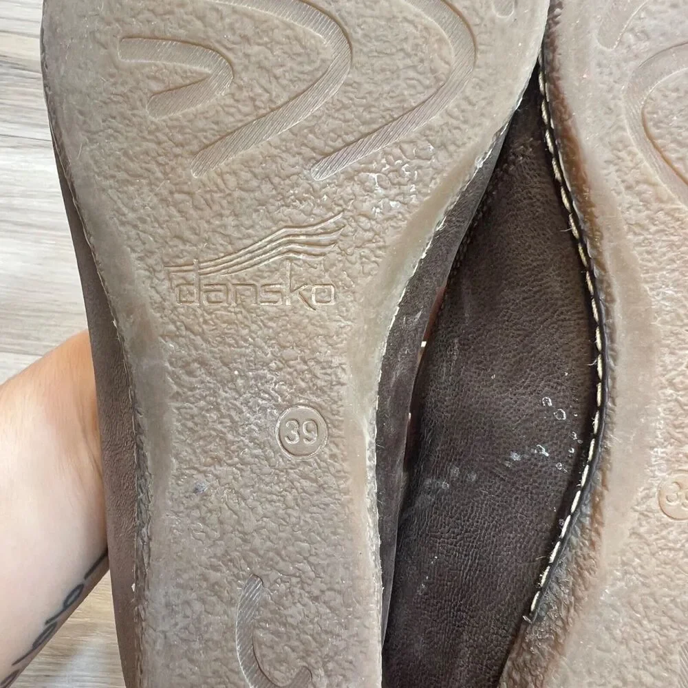 DANSKO LILIANA Burnished Teak Leather Wedge Shoe Pump Slip On 39 women‎ 8.5 - 9